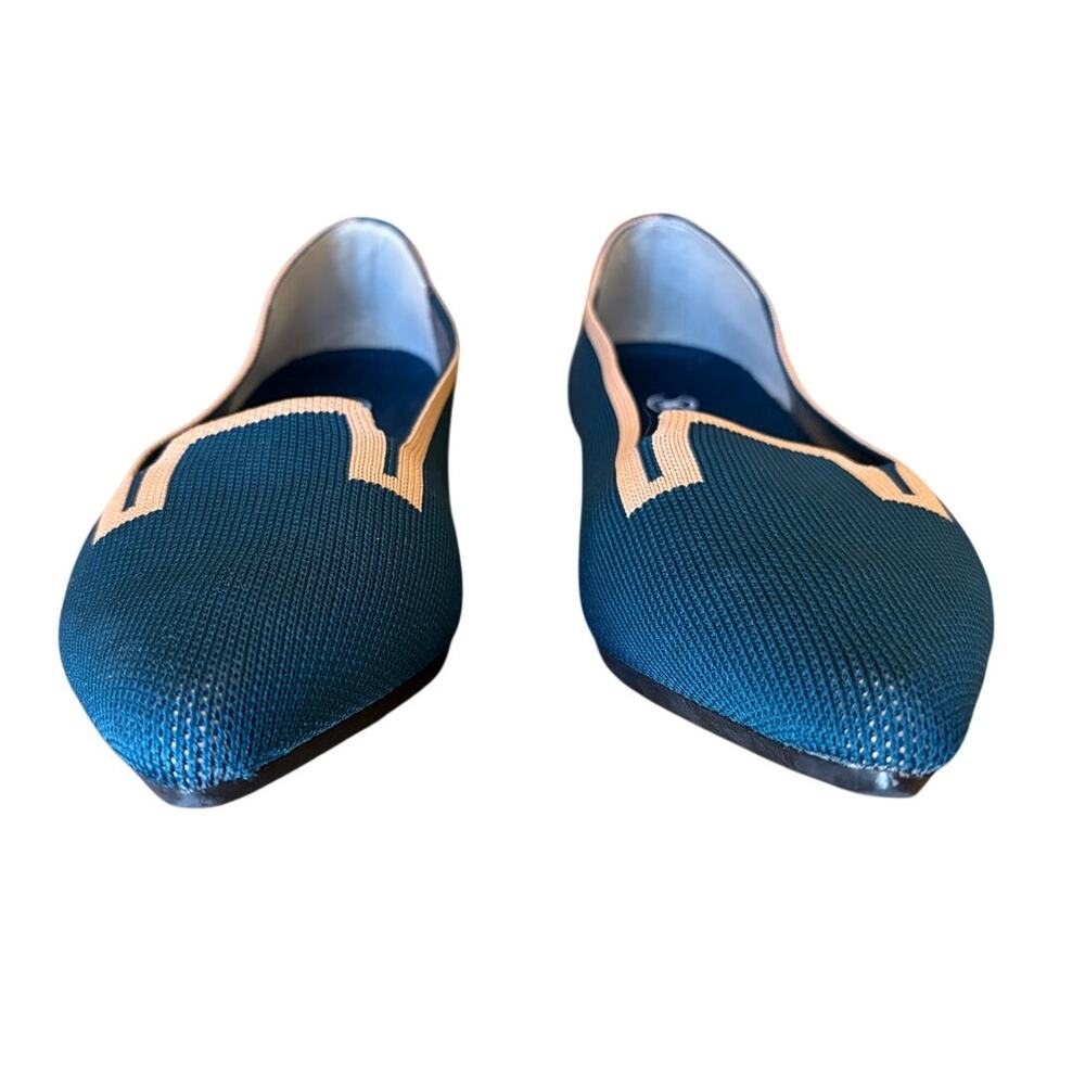 Vivaia Teal Soft Knit Pointy Toe Flats with Peachy Beige Trim size EU 41/US 9.5 - Picture 4 of 14